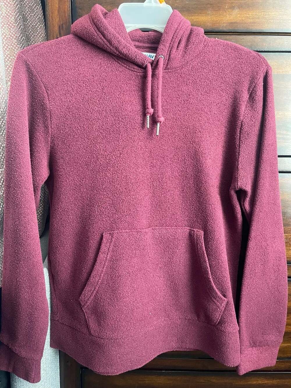 Maroon Textured Fleece Hoodie